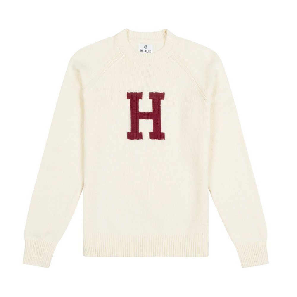 Hillflint White Cotton Harvard H Sweater NWT - size m